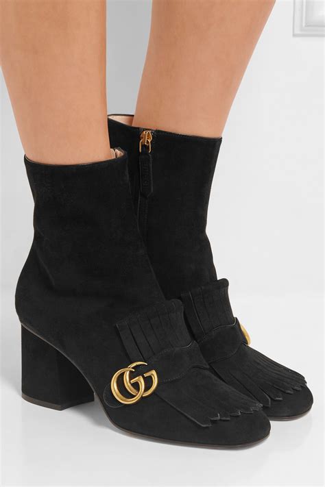 gucci black suede boots with fringe|gucci boots snake bottom.